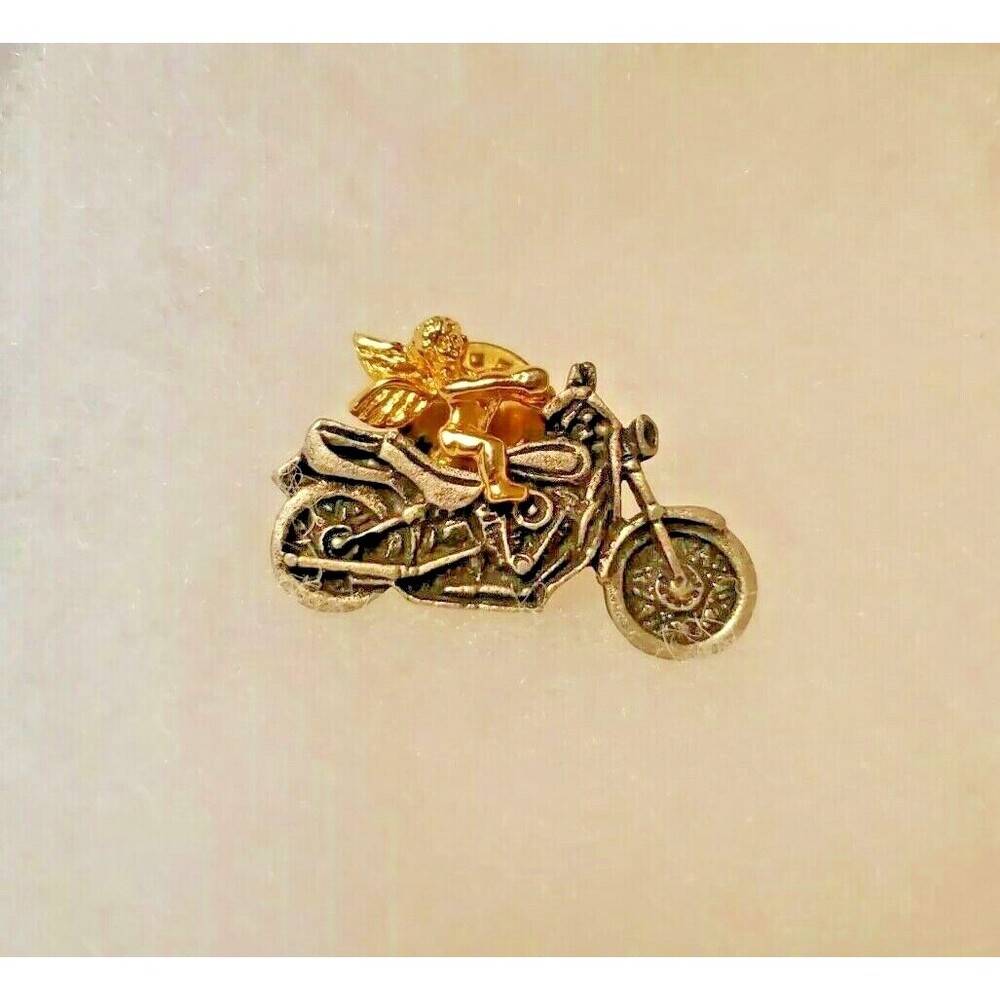 ANGEL RIDING A MOTORCYCLE PIN PINBACK LAPEL HAT PIN